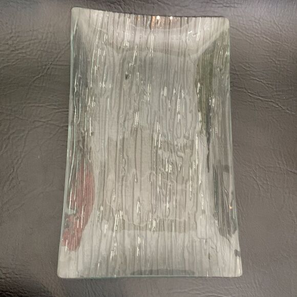 Sushi Serving Platter Textured Glass Grain Look Bottom 7 X 11 1/2 Inches Set 2 - Picture 2 of 5